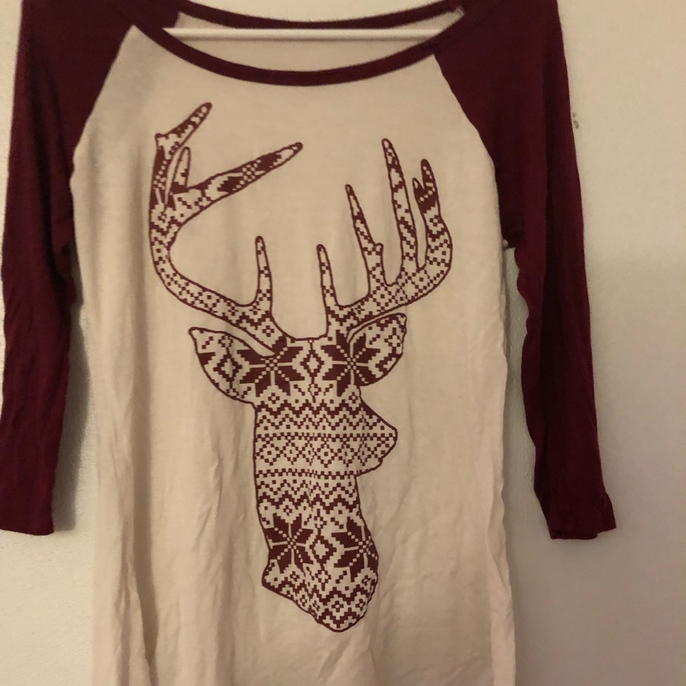 Red and white deer design shirt